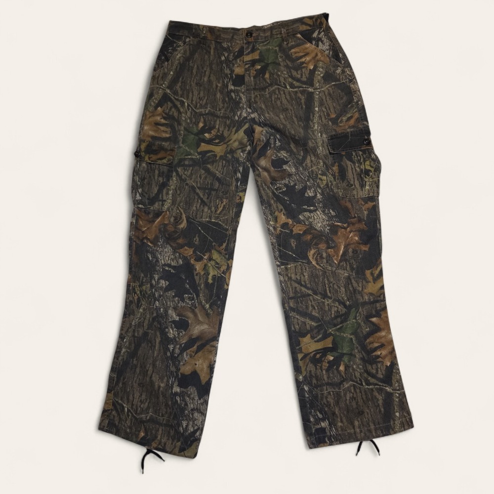 Vtg Jerzees Outdoors Camo Cargo Pants‎ Men's L Mossy Oak Break Up Hunting 36x33